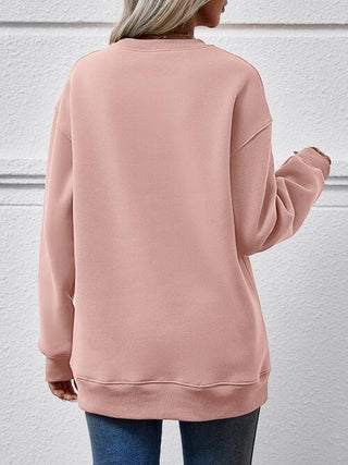 Graphic Round Neck Dropped Shoulder Sweatshirt, Trendsi - A Blissfully Beautiful Boutique