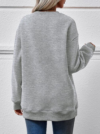 Graphic Round Neck Dropped Shoulder Sweatshirt, Trendsi - A Blissfully Beautiful Boutique