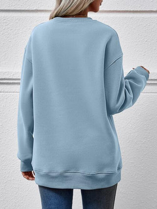 Graphic Round Neck Dropped Shoulder Sweatshirt, Trendsi - A Blissfully Beautiful Boutique