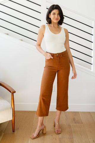 Briar High Rise Control Top Wide Leg Crop Jeans in Camel, Ave Shops - A Blissfully Beautiful Boutique