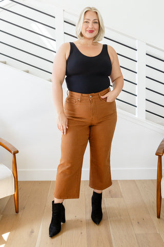 Briar High Rise Control Top Wide Leg Crop Jeans in Camel, Ave Shops - A Blissfully Beautiful Boutique