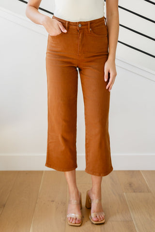 Briar High Rise Control Top Wide Leg Crop Jeans in Camel, Ave Shops - A Blissfully Beautiful Boutique