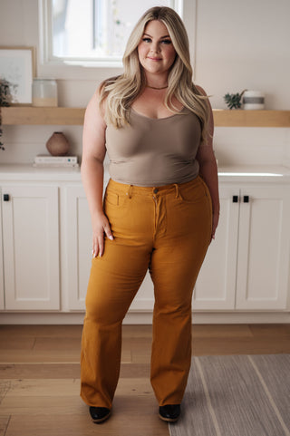 Melinda High Rise Control Top Flare Jeans in Marigold, Ave Shops - A Blissfully Beautiful Boutique