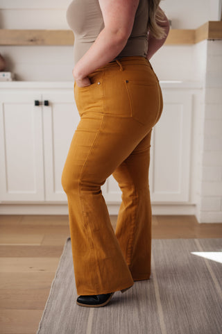 Melinda High Rise Control Top Flare Jeans in Marigold, Ave Shops - A Blissfully Beautiful Boutique