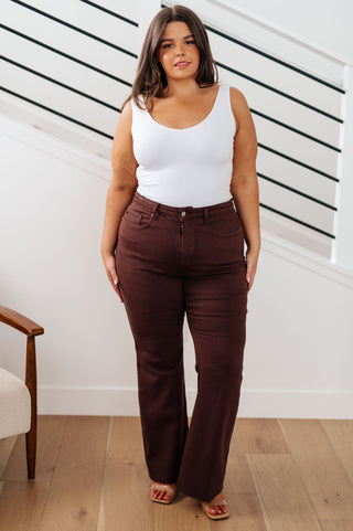 Sienna High Rise Control Top Flare Jeans in Espresso, Ave Shops - A Blissfully Beautiful Boutique