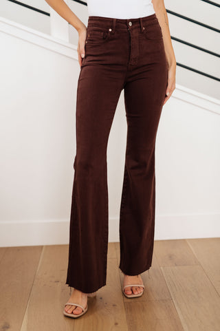 Sienna High Rise Control Top Flare Jeans in Espresso, Ave Shops - A Blissfully Beautiful Boutique