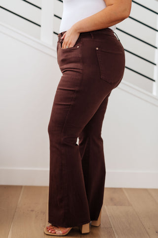Sienna High Rise Control Top Flare Jeans in Espresso, Ave Shops - A Blissfully Beautiful Boutique