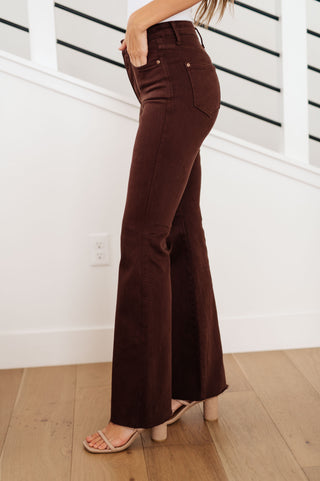 Sienna High Rise Control Top Flare Jeans in Espresso, Ave Shops - A Blissfully Beautiful Boutique