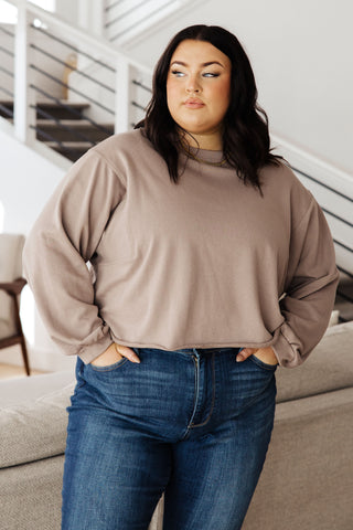 Lounge A Lot Cut Off Sweatshirt in Mocha, Ave Shops - A Blissfully Beautiful Boutique