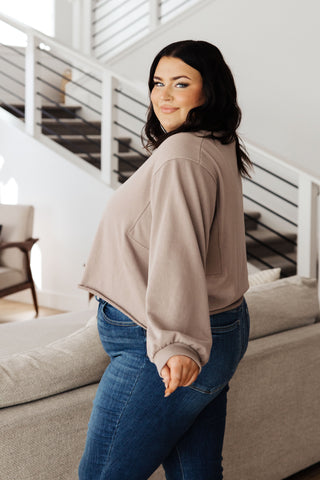 Lounge A Lot Cut Off Sweatshirt in Mocha, Ave Shops - A Blissfully Beautiful Boutique