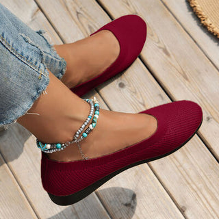 Round Toe Knit Ballet Flats, Trendsi - A Blissfully Beautiful Boutique