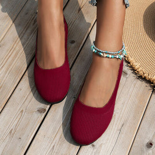 Round Toe Knit Ballet Flats, Trendsi - A Blissfully Beautiful Boutique