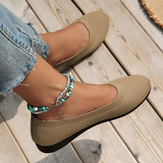 Round Toe Knit Ballet Flats, Trendsi - A Blissfully Beautiful Boutique