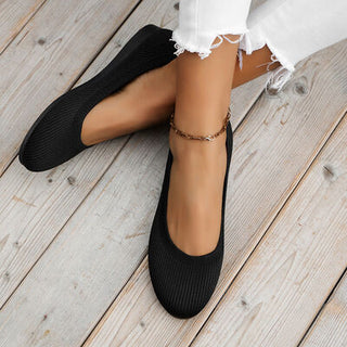 Round Toe Knit Ballet Flats, Trendsi - A Blissfully Beautiful Boutique