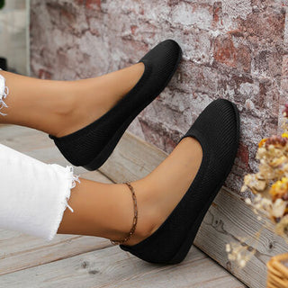 Round Toe Knit Ballet Flats, Trendsi - A Blissfully Beautiful Boutique