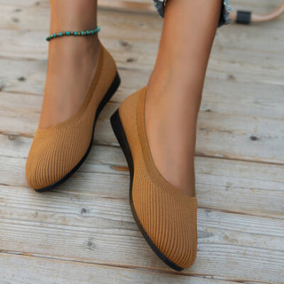 Round Toe Knit Ballet Flats, Trendsi - A Blissfully Beautiful Boutique
