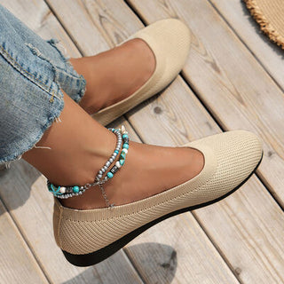 Round Toe Knit Ballet Flats, Trendsi - A Blissfully Beautiful Boutique