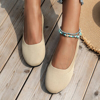 Round Toe Knit Ballet Flats, Trendsi - A Blissfully Beautiful Boutique