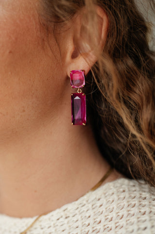 Sparkly Spirit Rectangle Crystal Earrings in Pink, Ave Shops - A Blissfully Beautiful Boutique