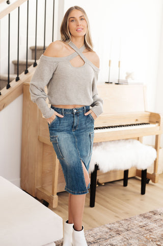 Always Be There Cargo Denim Skirt, Ave Shops - A Blissfully Beautiful Boutique
