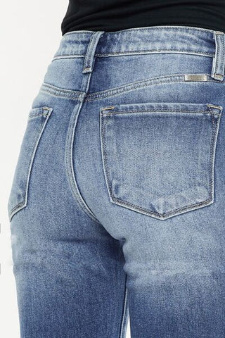 Kancan High Waist Distressed Hem Detail Cropped Straight Jeans, Trendsi - A Blissfully Beautiful Boutique