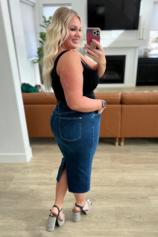 Marcy High Rise Denim Midi Skirt, Ave Shops - A Blissfully Beautiful Boutique