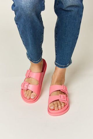 Legend Double Buckle Open Toe Sandals, Trendsi - A Blissfully Beautiful Boutique
