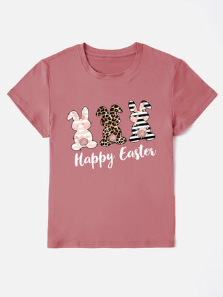 HAPPY EASTER Round Neck Short Sleeve T-Shirt, Trendsi - A Blissfully Beautiful Boutique