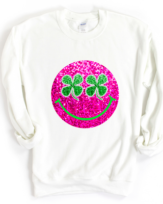 SMILEY FAUX SPARKLE SHAMROCK SWEATSHIRT, Lemon Love - A Blissfully Beautiful Boutique