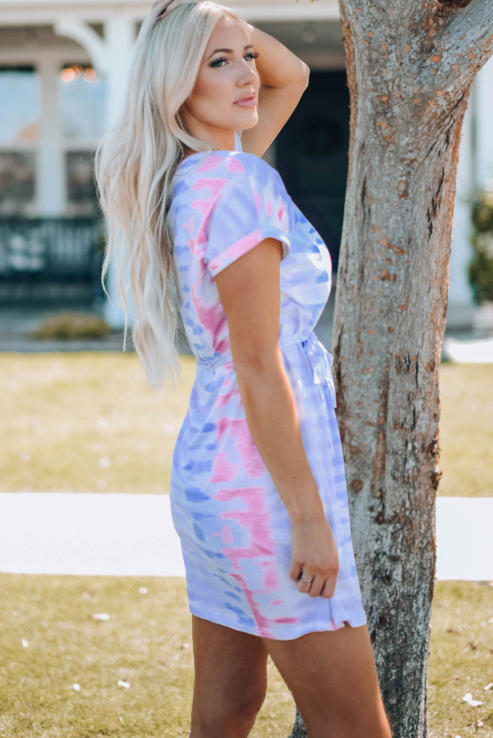 Women Tie-Dye Belted T-Shirt Dress | A Blissfully Beautiful Boutique