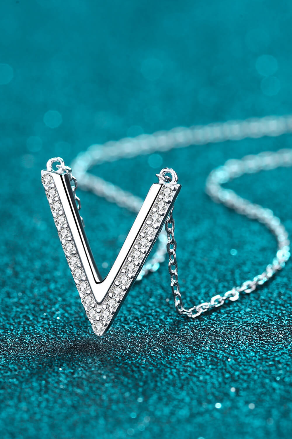 Sterling Silver V Letter Pendant Necklace – A Blissfully Beautiful