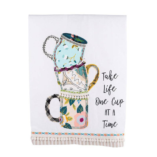 TAKE LIFE ONE CUP AT A TIME TEA TOWEL