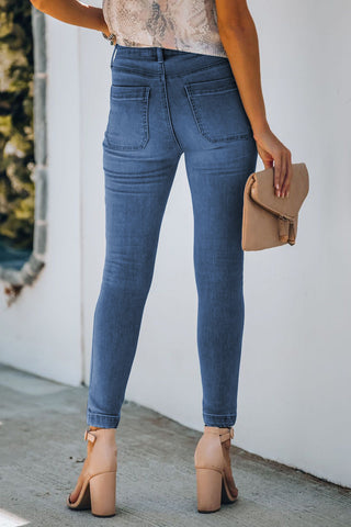 Button Fly Skinny Jeans, Trendsi - A Blissfully Beautiful Boutique
