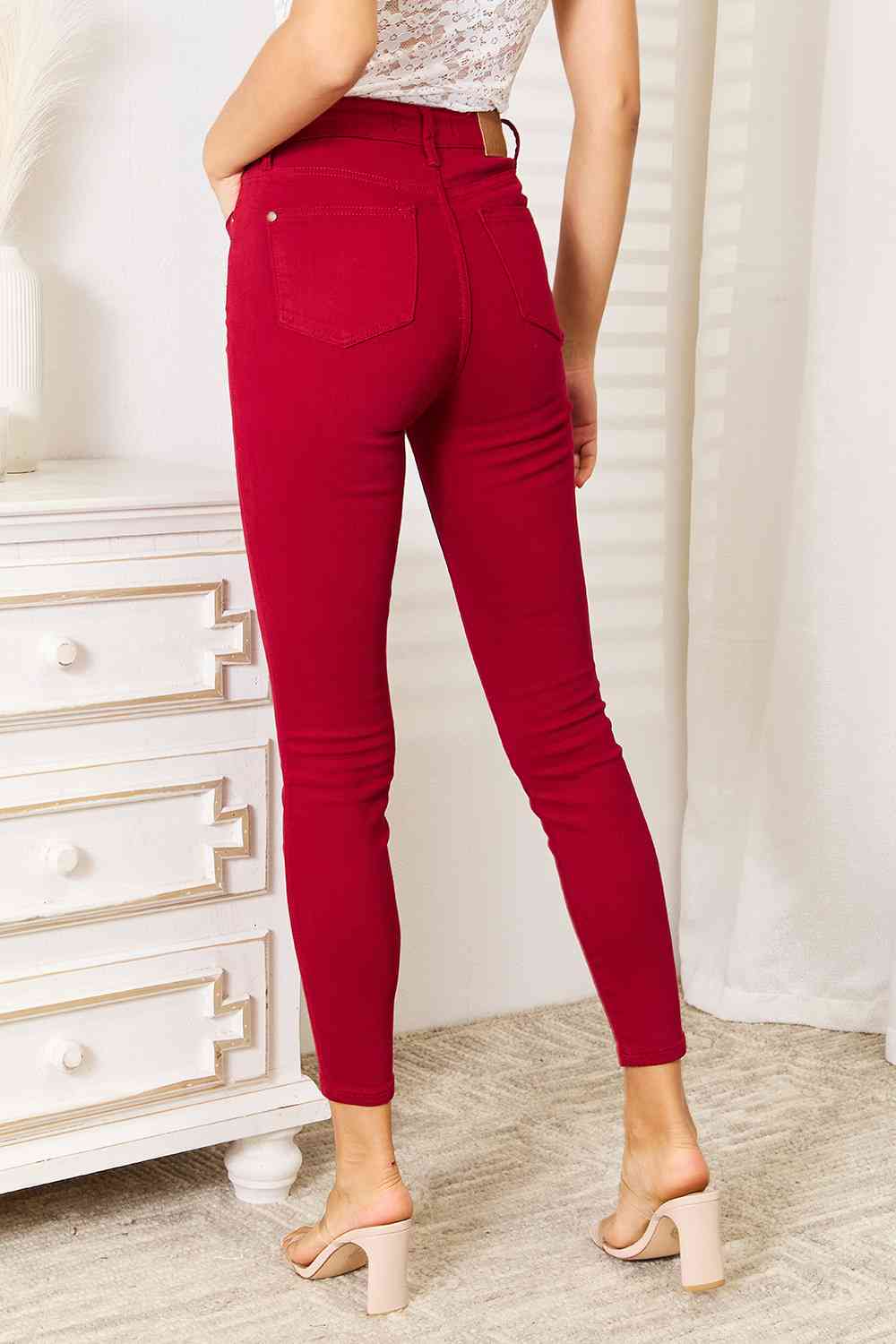 Judy Blue High Rise Tummy Control Red Skinny Jeans