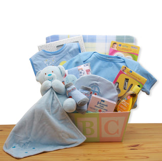 Easy as ABC New Baby Gift Basket - Blue, Gift Baskets Drop Shipping - A Blissfully Beautiful Boutique