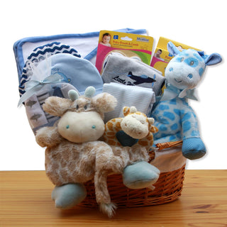 Jungle Safari New Baby Gift Basket - Blue, Gift Baskets Drop Shipping - A Blissfully Beautiful Boutique