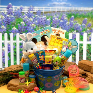 Little Bunny Blue Easter Fun Pail, Gift Baskets Drop Shipping - A Blissfully Beautiful Boutique