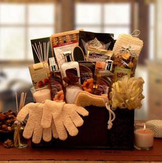 Caramel Spa Treasures Gift Chest, Gift Baskets Drop Shipping - A Blissfully Beautiful Boutique