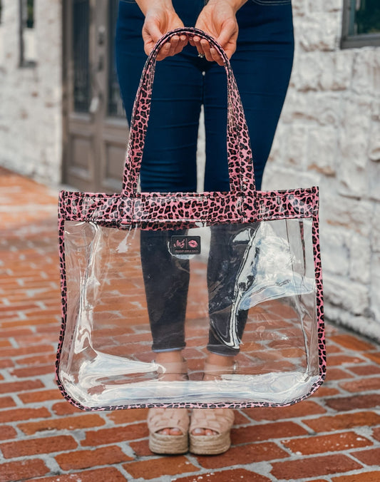 Makeup Junkie In The Clear Pink Patent Leopard Tote, Makeup Junkie - A Blissfully Beautiful Boutique
