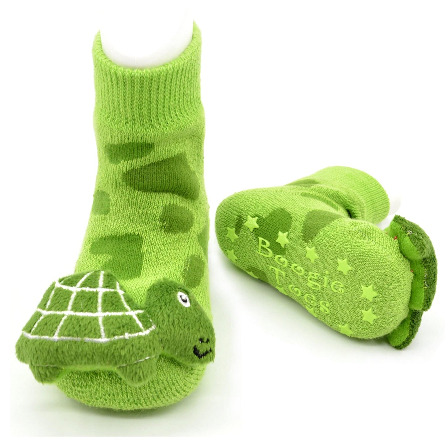 Boogie Toes -Green Turtle Rattle Socks