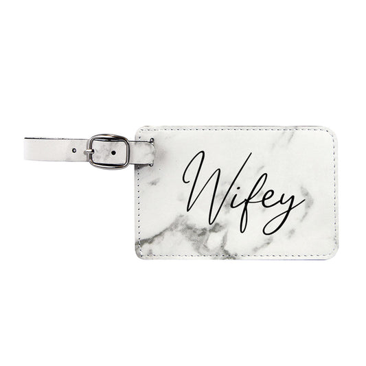 Wifey Marble Leatherette Luggage Tag