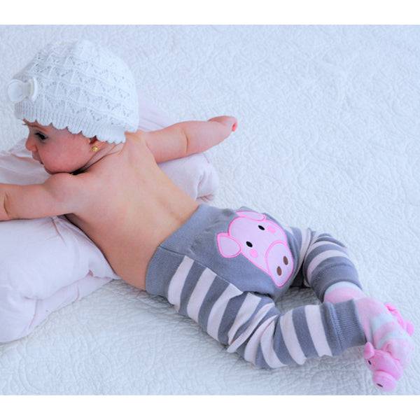 Boogie Tights Baby Leggings - Gray / Pink Pig