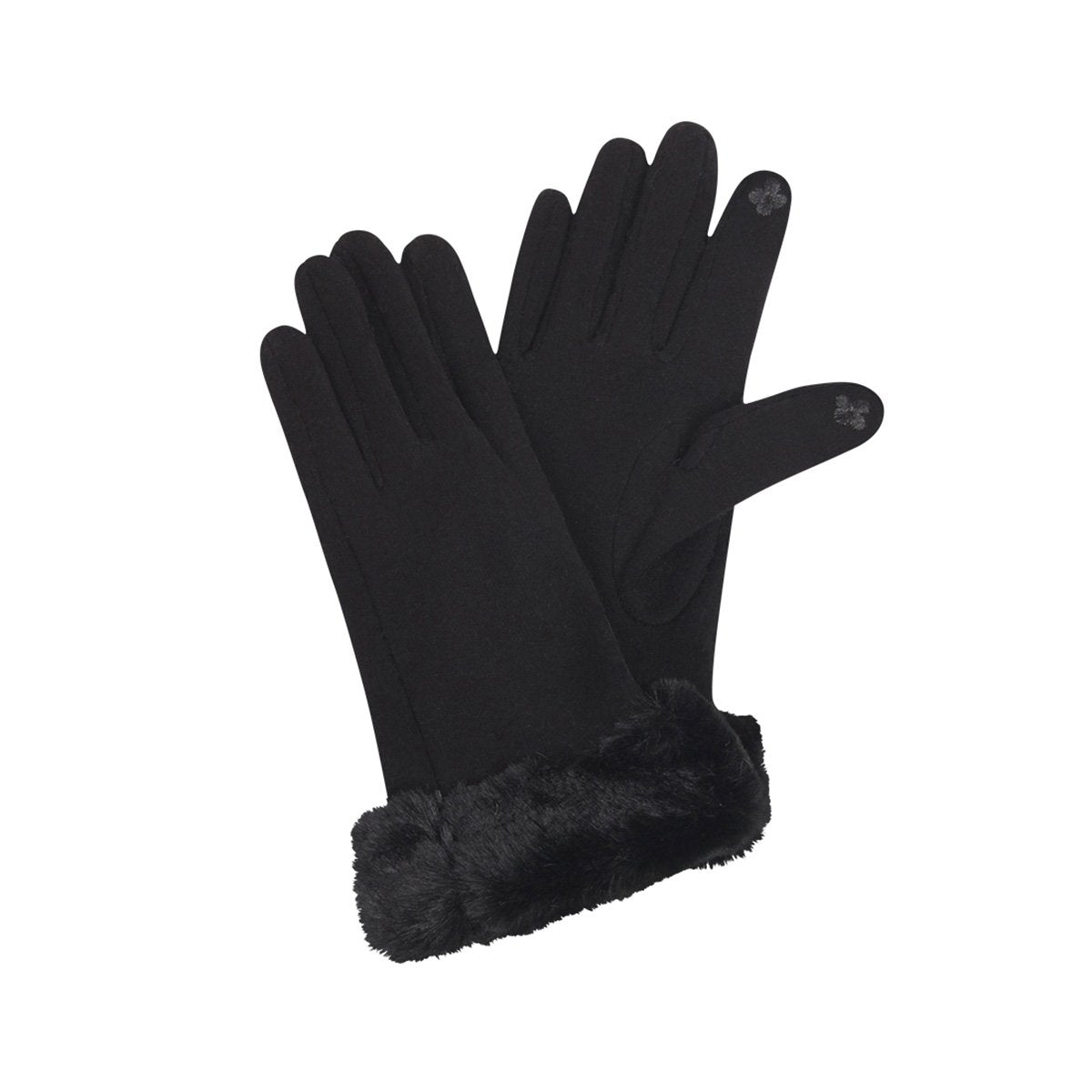 Black Gloves with Faux Fur