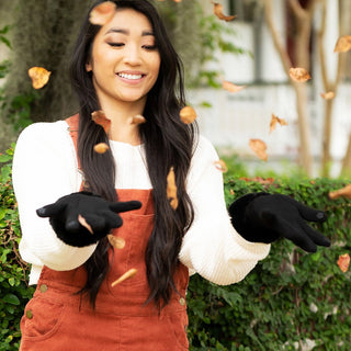 Black Gloves with Faux Fur