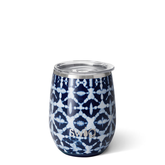 Swig - Indigo Isles Stemless Wine Cup (14oz) - A Blissfully Beautiful Boutique
