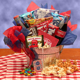 Blockbuster Night Movie Pail - with 10.00 Redbox Gift Card, Gift Baskets Drop Shipping - A Blissfully Beautiful Boutique
