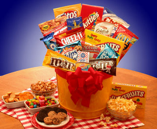 Junk Food Madness Gift Pail, Gift Baskets Drop Shipping - A Blissfully Beautiful Boutique