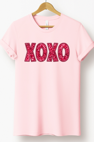 XOXO FAUX SEQUIN TEE (BELLA CANVAS)