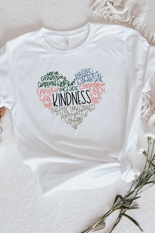 KINDNESS COLORED HEART TEE(BELLA CANVAS)