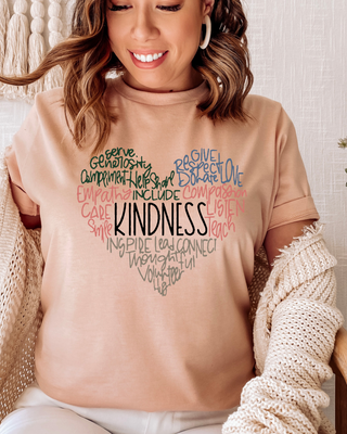 KINDNESS COLORED HEART TEE(BELLA CANVAS)